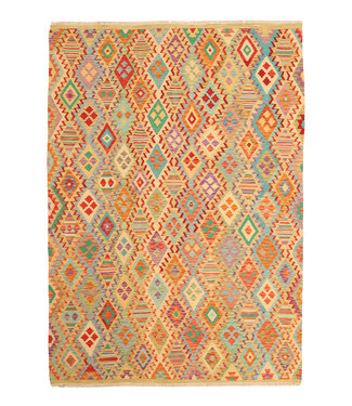 Kelimshop 291x208cm Afghanischer orientalischer Wollteppich handgefertigter Kelim-Teppich Kelimshop 291x208cm Afghanischer orientalischer Wollteppich handgefertigter Kelim-Teppich