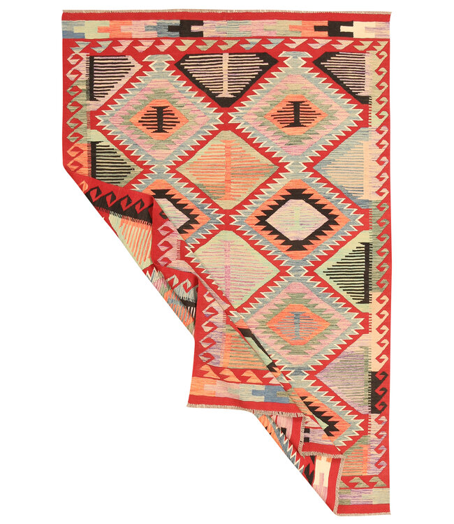 297x194cm Afghanischer orientalischer Wollteppich handgefertigter Kelim-Teppich