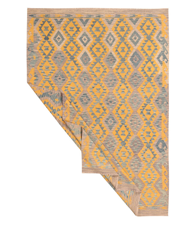 298x205cm Afghanischer orientalischer Wollteppich handgefertigter Kelim-Teppich