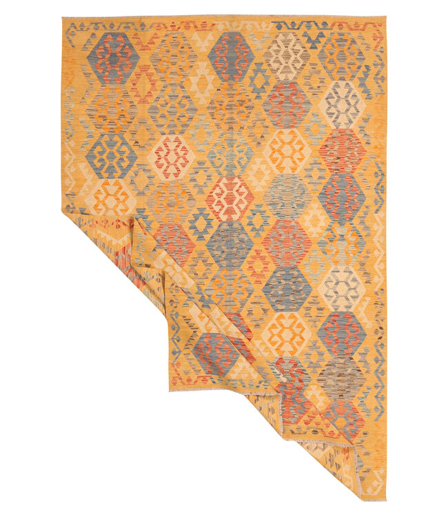 295x200cm Afghanischer orientalischer Wollteppich handgefertigter Kelim-Teppich