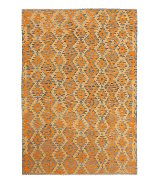 291x200cm Afghanischer orientalischer Wollteppich handgefertigter Kelim-Teppich