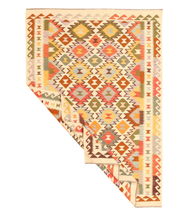 295x200cm Afghanischer orientalischer Wollteppich handgefertigter Kelim-Teppich