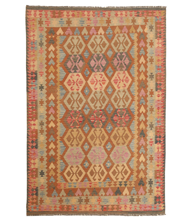 298x197cm Afghaans oosters wollen tapijt handgemaakt Kelim-kleed