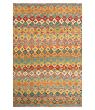 Kelimshop 301x202cm Afghanischer orientalischer Wollteppich handgefertigter Kelim-Teppich