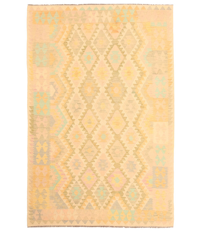 293x192cm Afghanischer orientalischer Wollteppich handgefertigter Kelim-Teppich