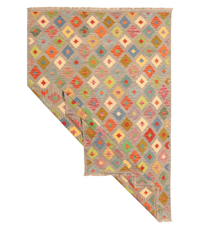 299x199cm Afghanischer orientalischer Wollteppich handgefertigter Kelim-Teppich