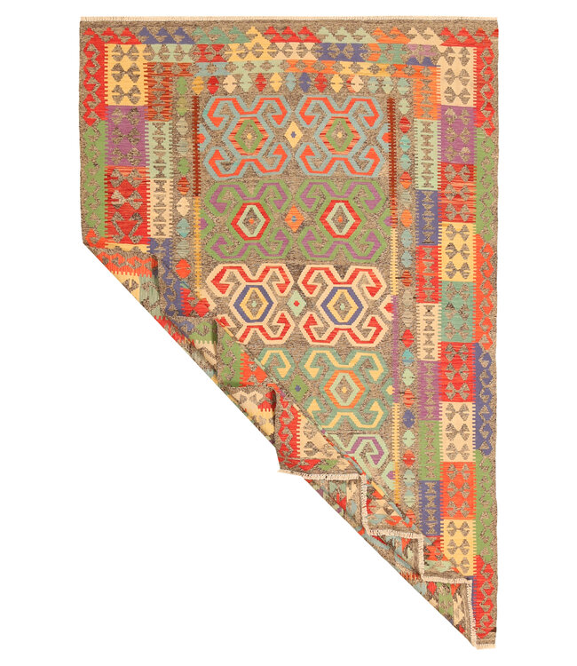 295x194cm  Afghanischer orientalischer Wollteppich handgefertigter Kelim-Teppich