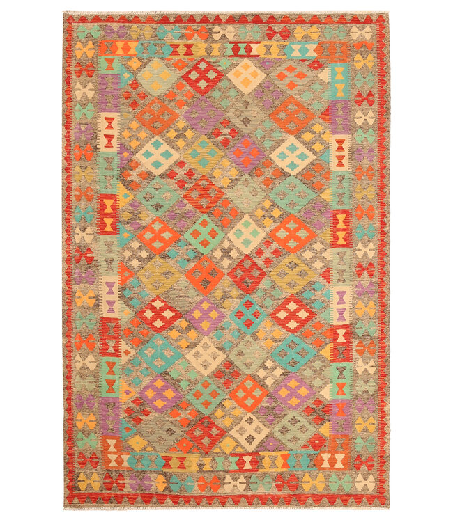 302x200cm  Afghaans oosters wollen tapijt handgemaakt Kelim-kleed