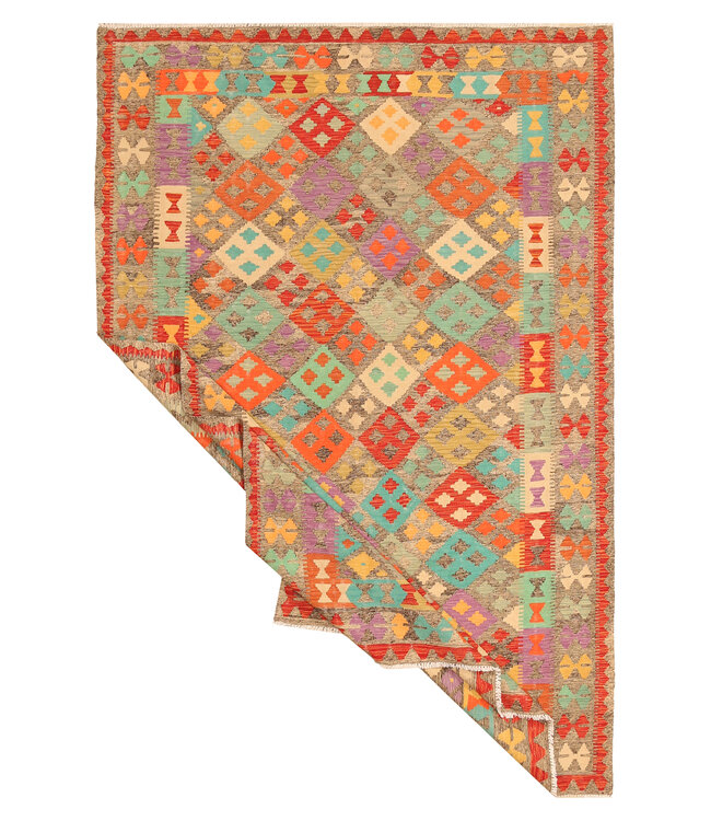 302x200cm  Afghanischer orientalischer Wollteppich handgefertigter Kelim-Teppich