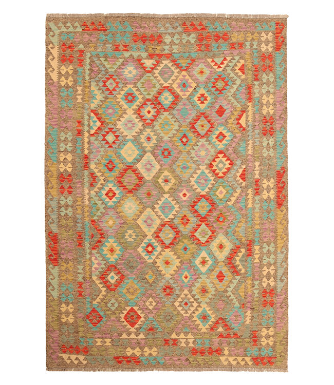 296x210cm  Afghaans oosters wollen tapijt handgemaakt Kelim-kleed