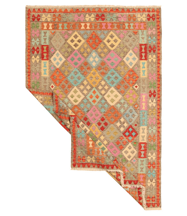 298x198cm  Afghanischer orientalischer Wollteppich handgefertigter Kelim-Teppich