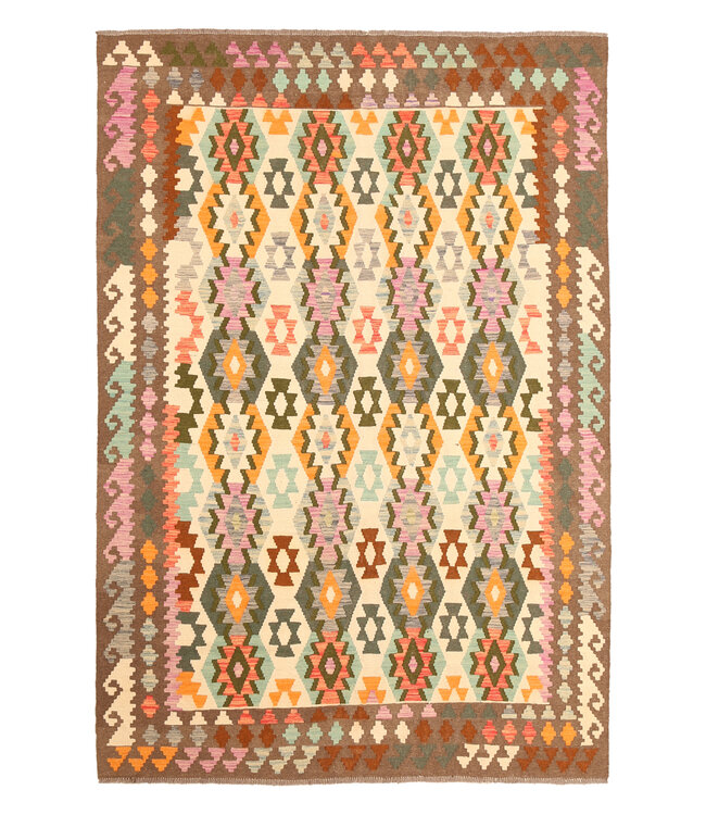 Kelimshop 305x210cm  Afghanischer orientalischer Wollteppich handgefertigter Kelim-Teppich