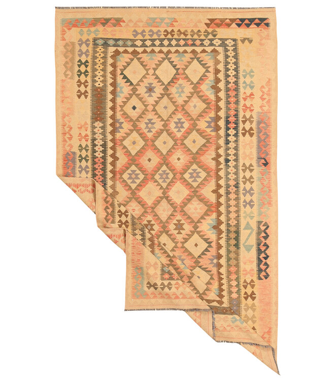 309x178cm Afghanischer orientalischer Wollteppich handgefertigter Kelim-Teppich