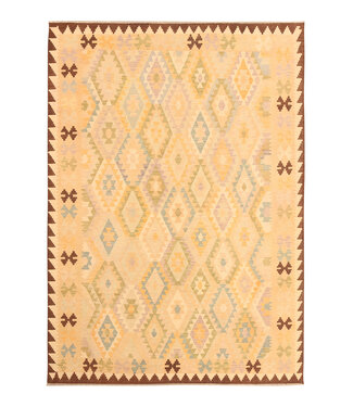 Kelimshop 291x203cm Afghanischer orientalischer Wollteppich handgefertigter Kelim-Teppich