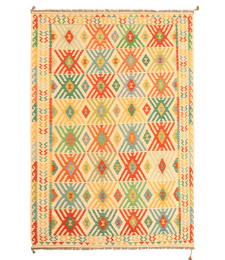 Kelimshop 294x206cm Afghanischer orientalischer Wollteppich handgefertigter Kelim-Teppich Kelimshop 294x206cm Afghanischer orientalischer Wollteppich handgefertigter Kelim-Teppich