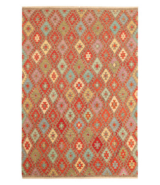 Kelimshop 301x210cm Afghanischer orientalischer Wollteppich handgefertigter Kelim-Teppich