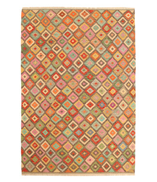 Kelimshop 299x199cm Afghanischer orientalischer Wollteppich handgefertigter Kelim-Teppich