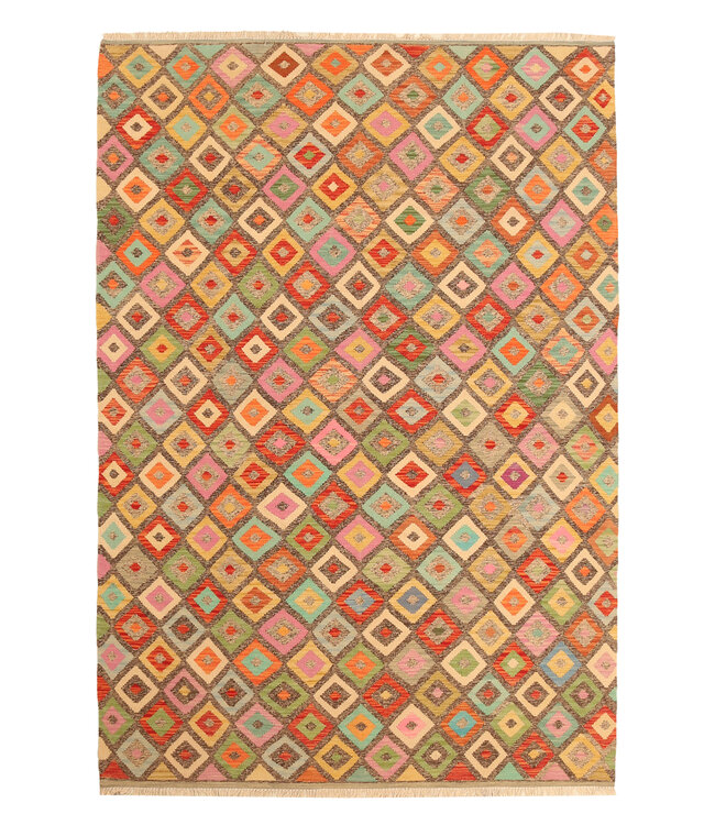 299x199cm Afghan Oriental wool carpet Handmade Kelim Rug