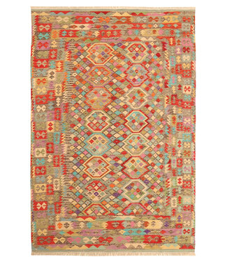 Kelimshop 290x198cm Afghanischer orientalischer Wollteppich handgefertigter Kelim-Teppich Kelimshop 290x198cm Afghanischer orientalischer Wollteppich handgefertigter Kelim-Teppich