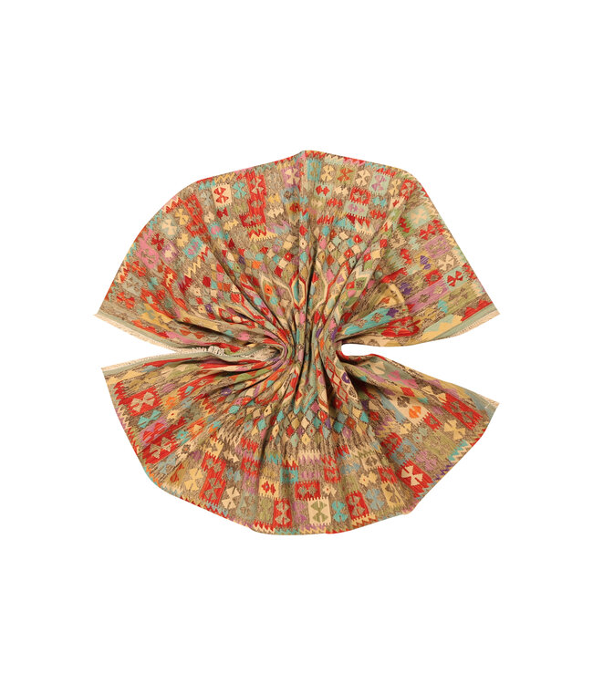 290x198cm Afghanischer orientalischer Wollteppich handgefertigter Kelim-Teppich