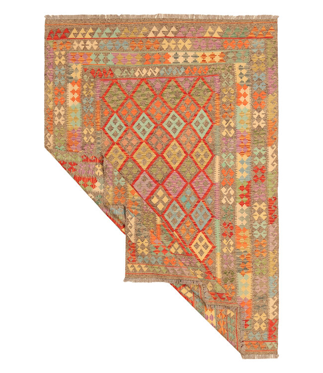 298x208cm  Afghanischer orientalischer Wollteppich handgefertigter Kelim-Teppich