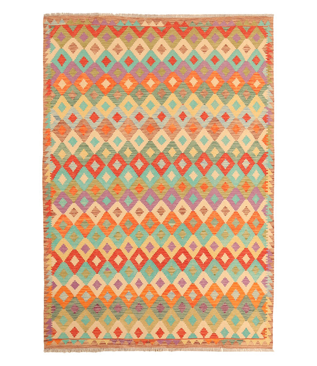 293x201cm Afghan Oriental wool carpet Handmade Kelim Rug
