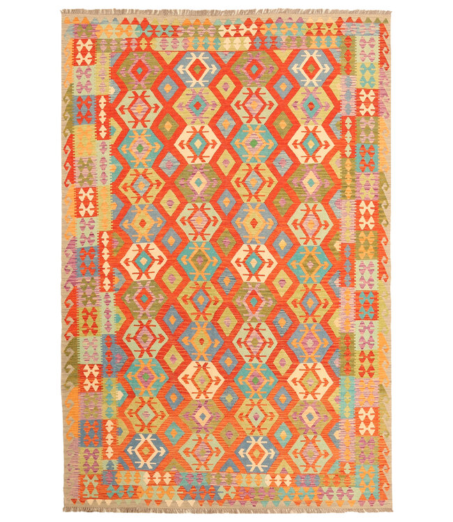 301x201cm Afghan Oriental wool carpet Handmade Kelim Rug