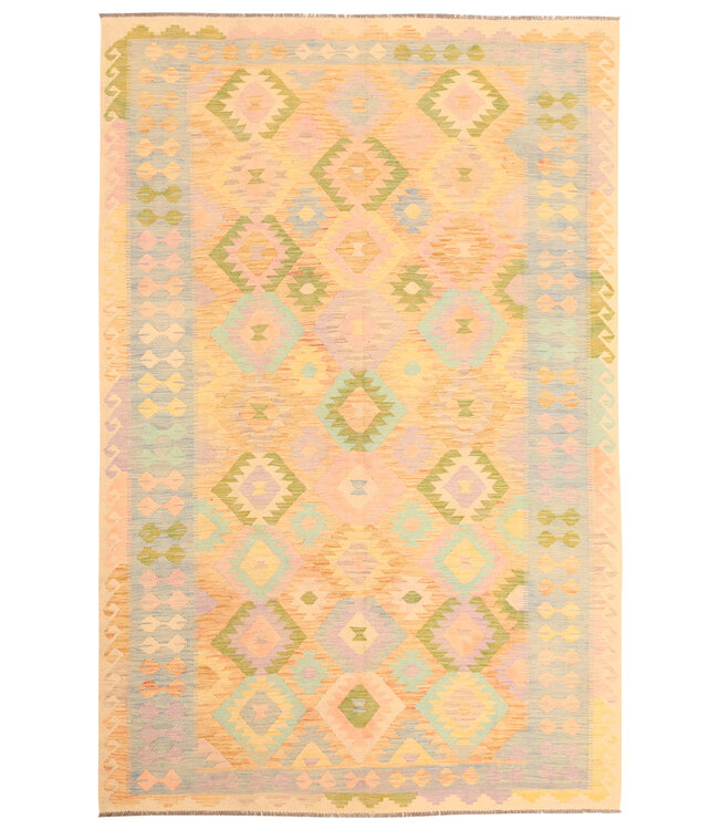 307x196cm Afghanischer orientalischer Wollteppich handgefertigter Kelim-Teppich