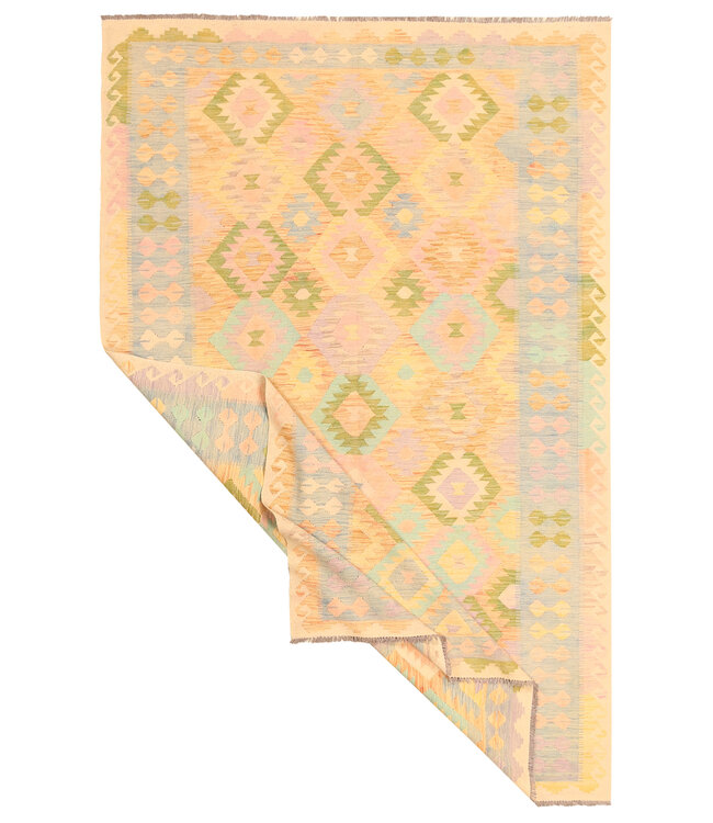 307x196cm Afghanischer orientalischer Wollteppich handgefertigter Kelim-Teppich