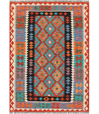 Kelimshop 182x131 Afghanischer orientalischer Wollteppich handgefertigter Kelim-Teppich