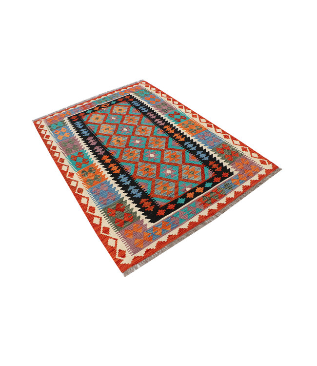 182x131 Afghanischer orientalischer Wollteppich handgefertigter Kelim-Teppich