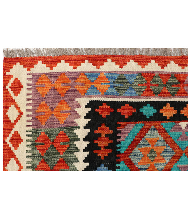 182x131 Afghanischer orientalischer Wollteppich handgefertigter Kelim-Teppich