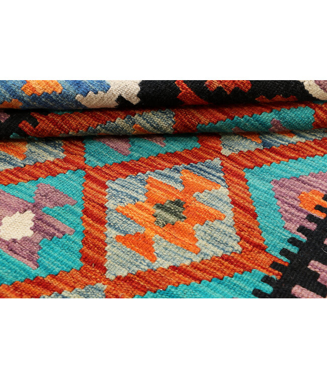 182x131 Afghanischer orientalischer Wollteppich handgefertigter Kelim-Teppich