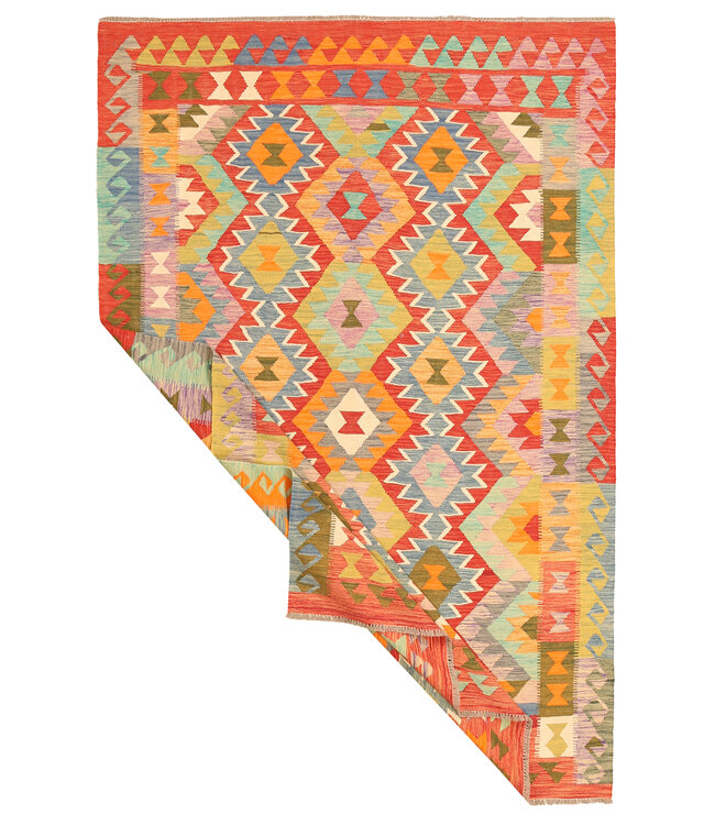 307x200cm Afghan Oriental wool carpet Handmade Kelim Rug