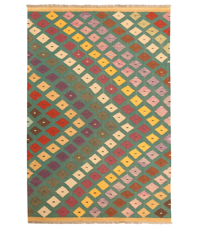 297x201cm Afghanischer orientalischer Wollteppich handgefertigter Kelim-Teppich