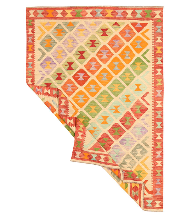 300x200cm  Afghanischer orientalischer Wollteppich handgefertigter Kelim-Teppich