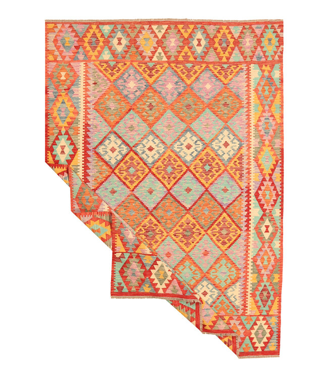 292x203cm  Afghanischer orientalischer Wollteppich handgefertigter Kelim-Teppich