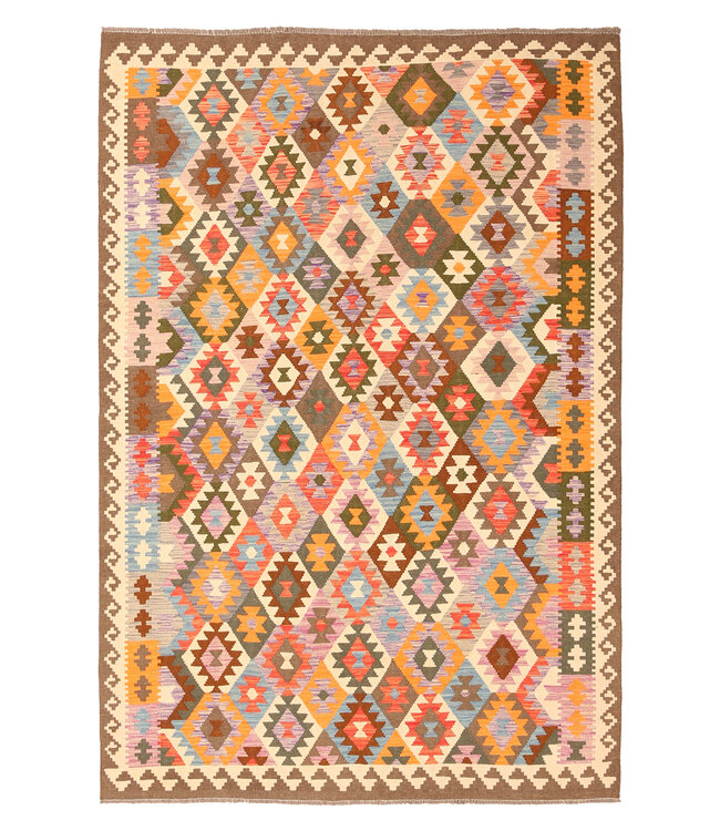 303x203cm  Afghanischer orientalischer Wollteppich handgefertigter Kelim-Teppich