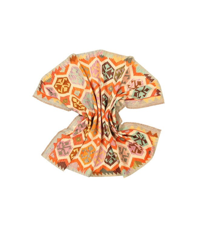 305x203cm Afghanischer orientalischer Wollteppich handgefertigter Kelim-Teppich