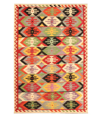 Kelimshop 298x200cm Afghanischer orientalischer Wollteppich handgefertigter Kelim-Teppich