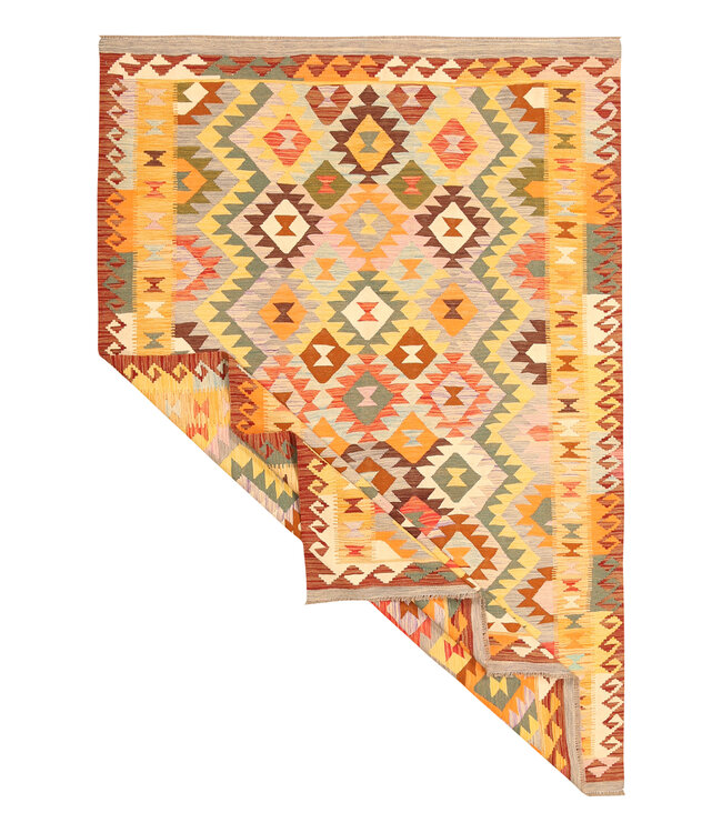 298x202cm Afghanischer orientalischer Wollteppich handgefertigter Kelim-Teppich