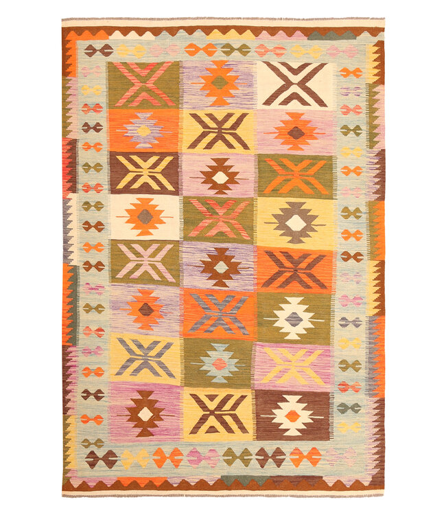 294x200cm Afghan Oriental wool carpet Handmade Kelim Rug