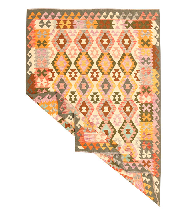 296x200cm Afghanischer orientalischer Wollteppich handgefertigter Kelim-Teppich