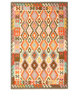 Kelimshop 298x206cm Afghanischer orientalischer Wollteppich handgefertigter Kelim-Teppich