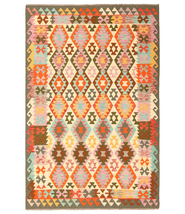 298x206cm Afghaans oosters wollen tapijt handgemaakt Kelim-kleed