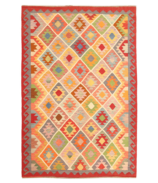 301x201cm Afghanischer orientalischer Wollteppich handgefertigter Kelim-Teppich