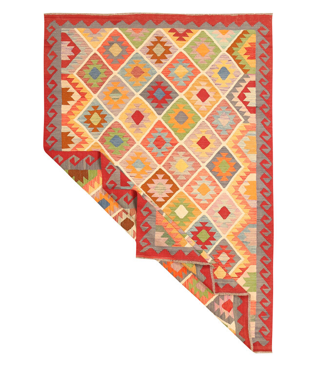 301x201cm Afghanischer orientalischer Wollteppich handgefertigter Kelim-Teppich