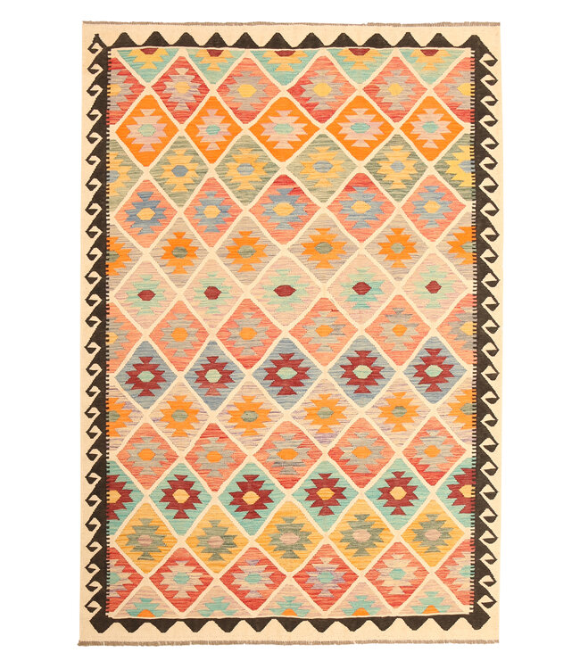 300x200cm Afghan Oriental wool carpet Handmade Kelim Rug