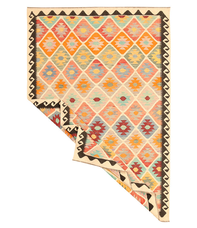 300x200cm Afghanischer orientalischer Wollteppich handgefertigter Kelim-Teppich