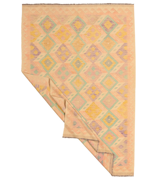 300x196cm Afghanischer orientalischer Wollteppich handgefertigter Kelim-Teppich